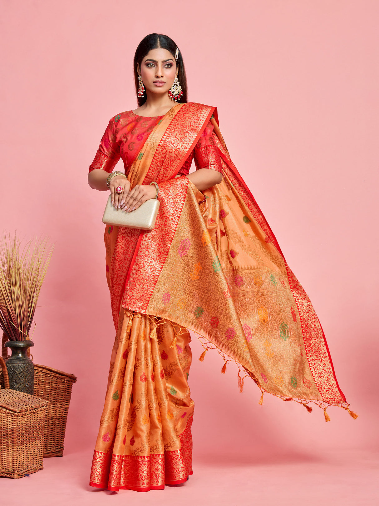 Mimosa Women's Woven Design Banarasi Art Silk Saree With Blouse Piece : SA00001224PCFREE