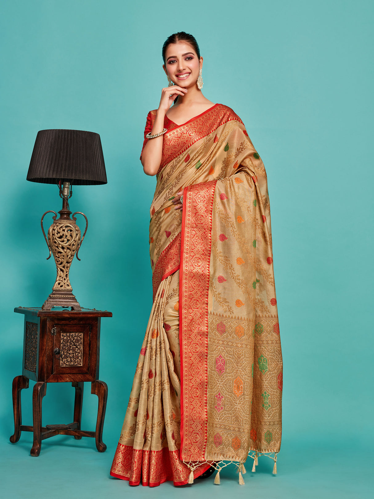 Mimosa Women's Woven Design Banarasi Art Silk Saree With Blouse Piece : SA00001224TSFREE