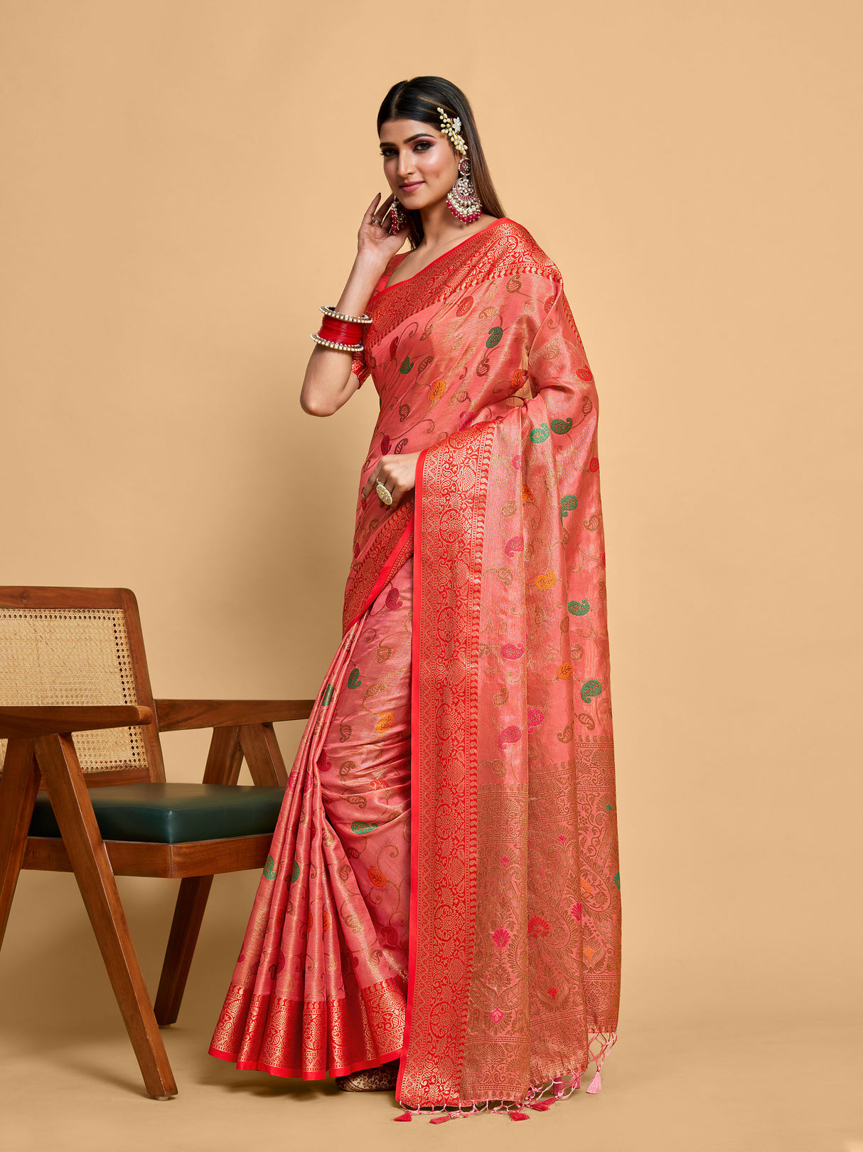 Mimosa Women's Woven Design Banarasi Art Silk Saree With Blouse Piece : SA00001225GJFREE