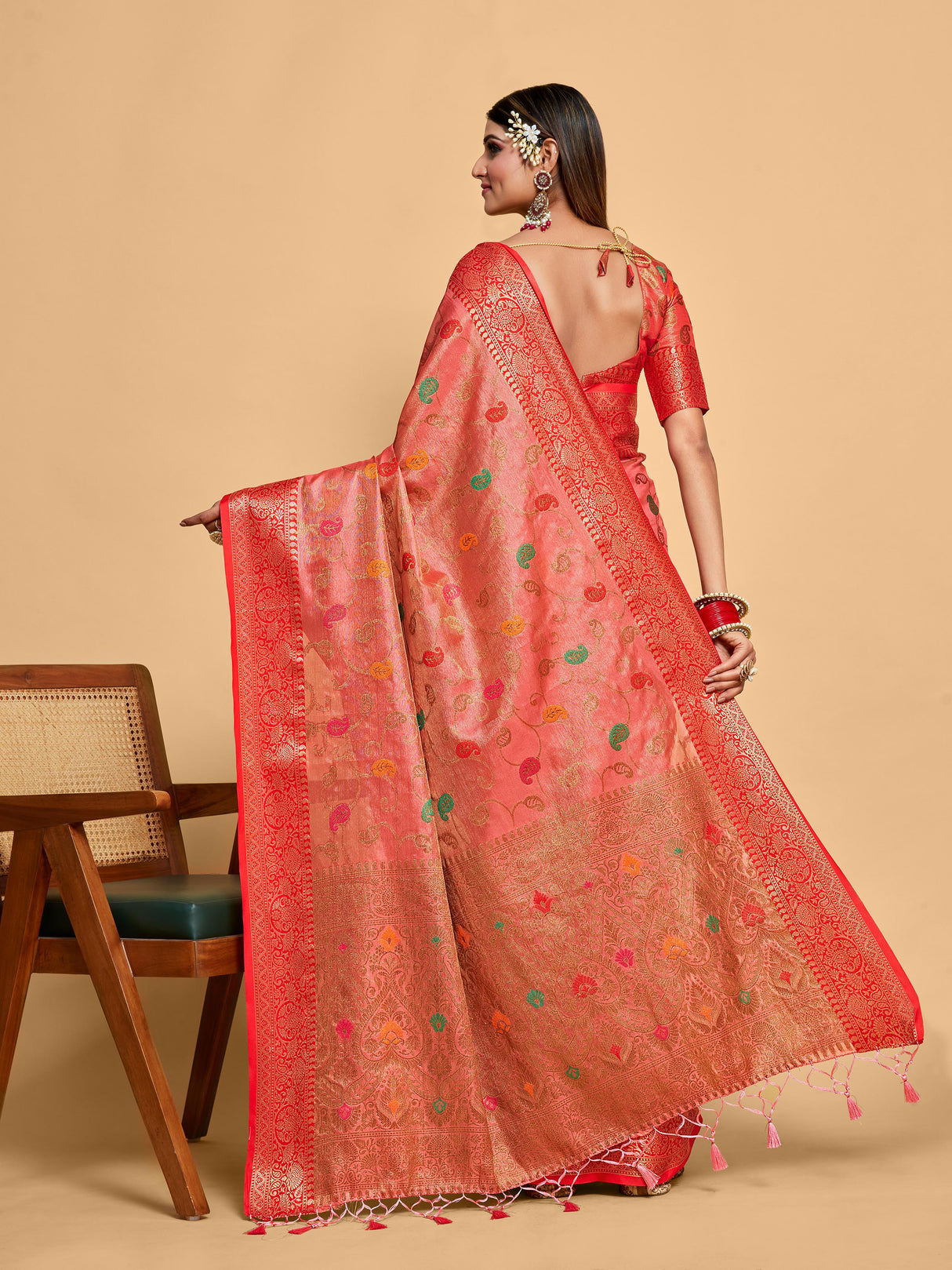 Mimosa Women's Woven Design Banarasi Art Silk Saree With Blouse Piece : SA00001225GJFREE