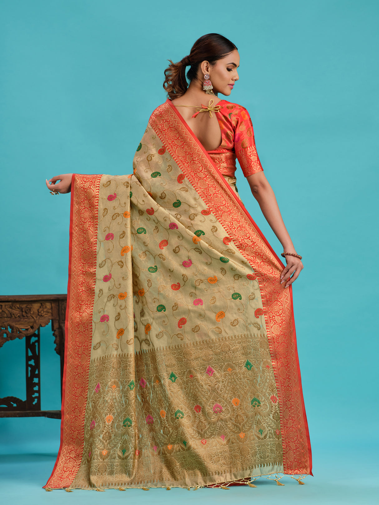 Mimosa Women's Woven Design Banarasi Art Silk Saree With Blouse Piece : SA00001225TSFREE