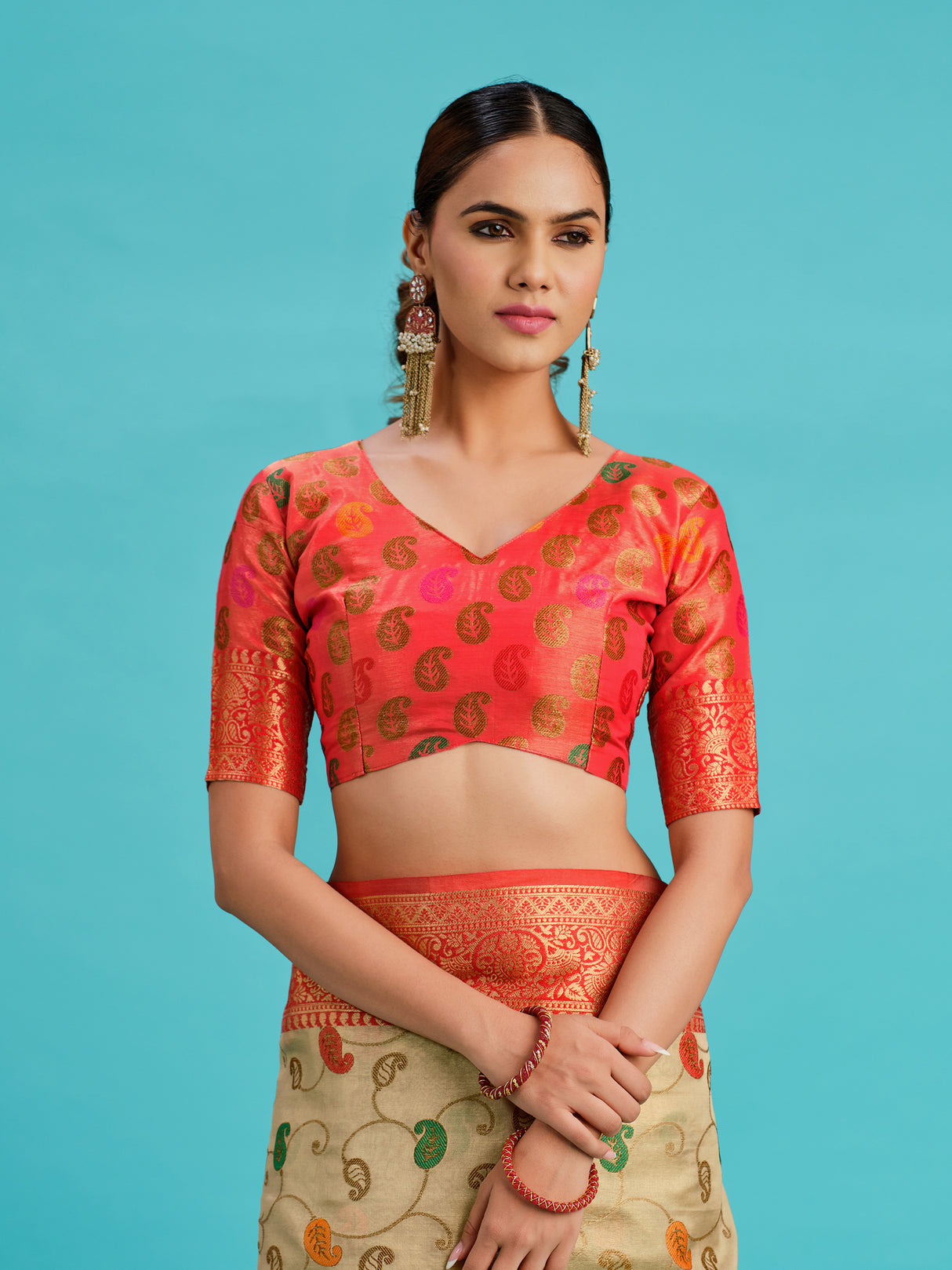 Mimosa Women's Woven Design Banarasi Art Silk Saree With Blouse Piece : SA00001225TSFREE