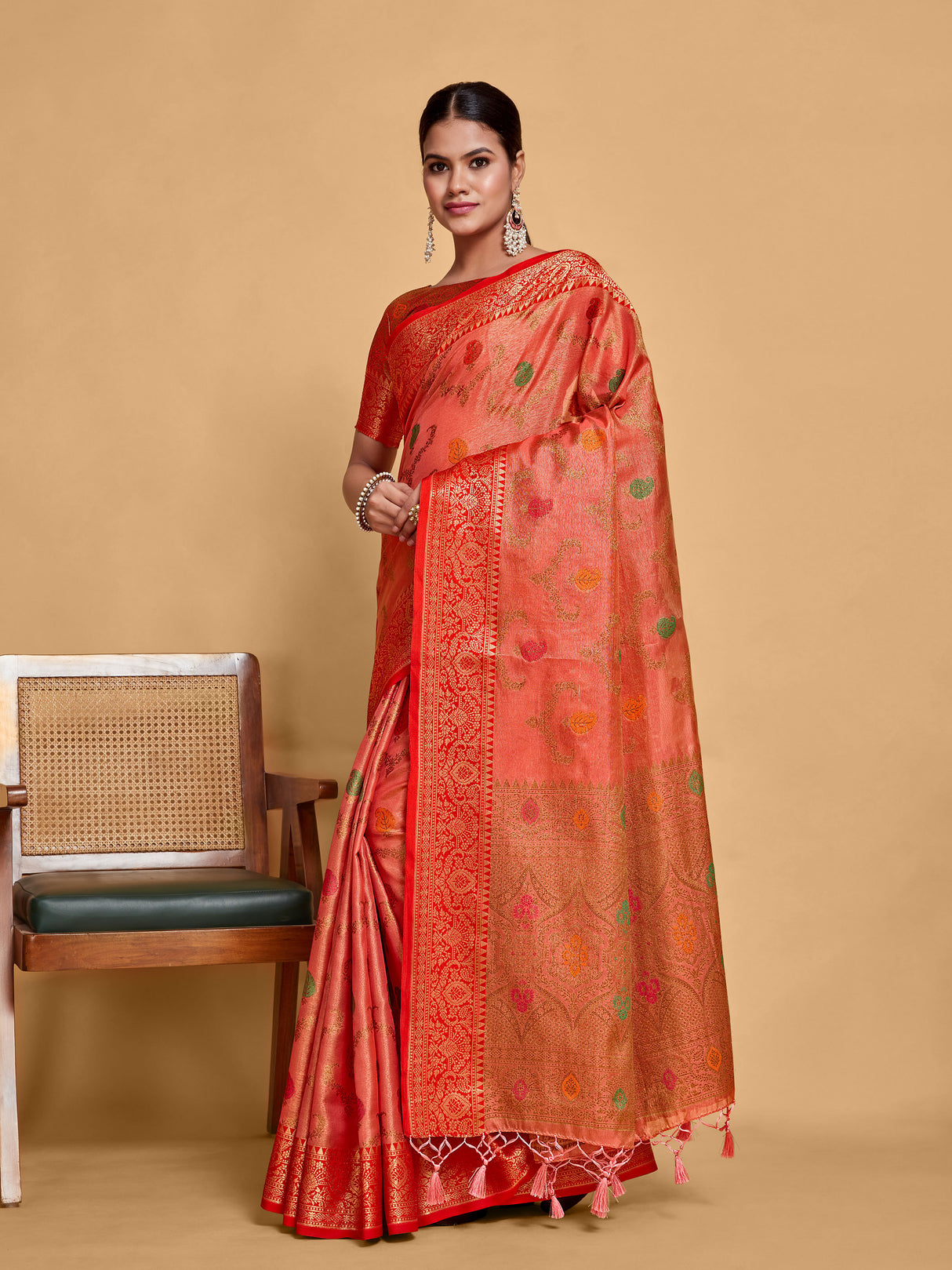 Mimosa Women's Woven Design Banarasi Art Silk Saree With Blouse Piece : SA00001226GJFREE