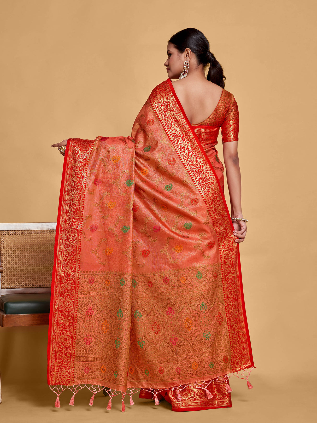 Mimosa Women's Woven Design Banarasi Art Silk Saree With Blouse Piece : SA00001226GJFREE