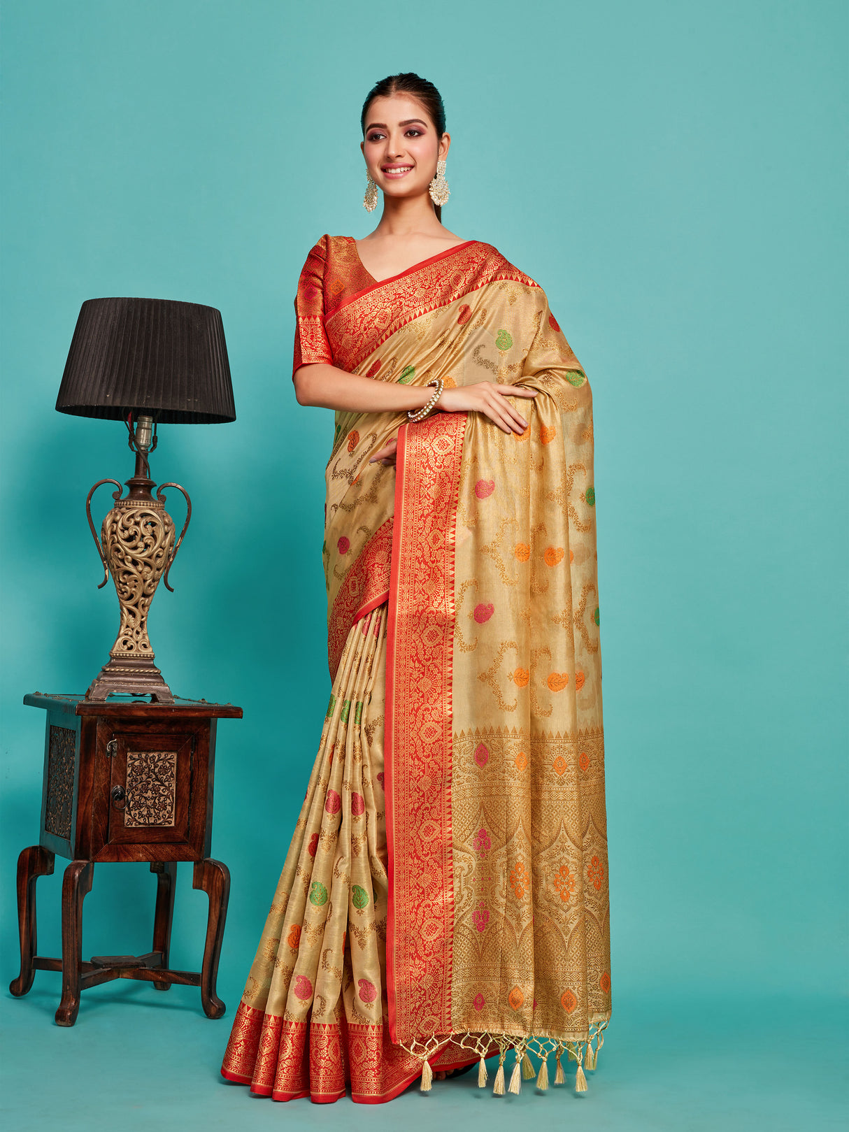 Mimosa Women's Woven Design Banarasi Art Silk Saree With Blouse Piece : SA00001226TSFREE