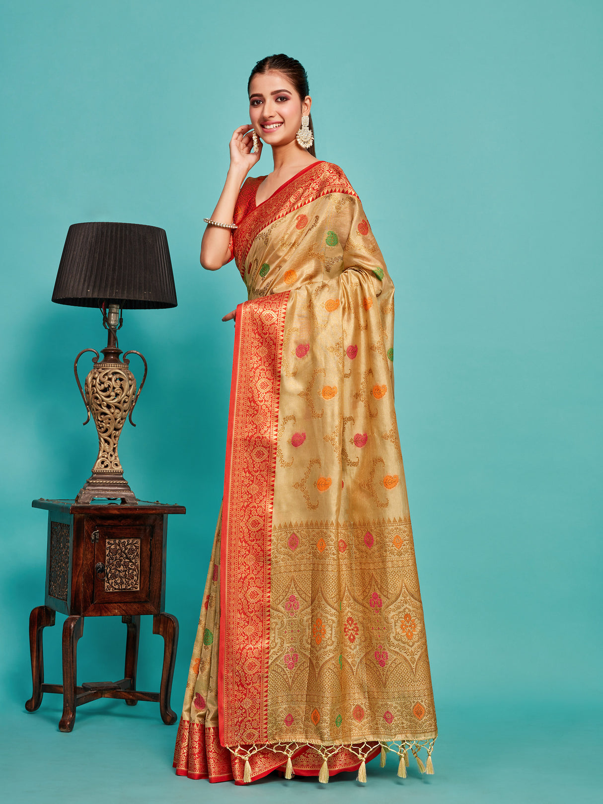 Mimosa Women's Woven Design Banarasi Art Silk Saree With Blouse Piece : SA00001226TSFREE