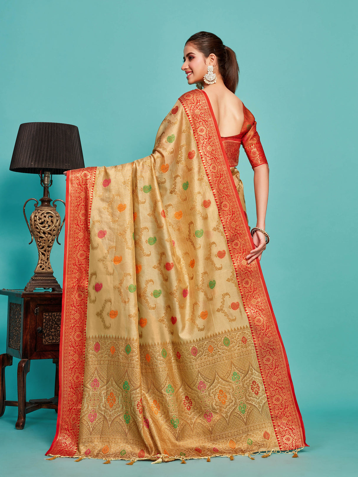 Mimosa Women's Woven Design Banarasi Art Silk Saree With Blouse Piece : SA00001226TSFREE