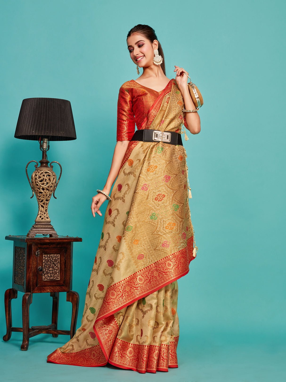 Mimosa Women's Woven Design Banarasi Art Silk Saree With Blouse Piece : SA00001226TSFREE