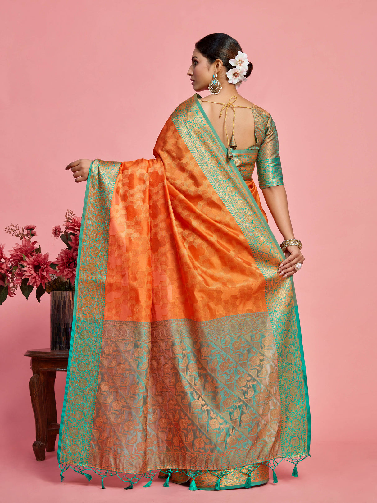 Mimosa Women's Woven Design Kanjivaram Art Silk Saree With Blouse Piece : SA00001228PCFREE
