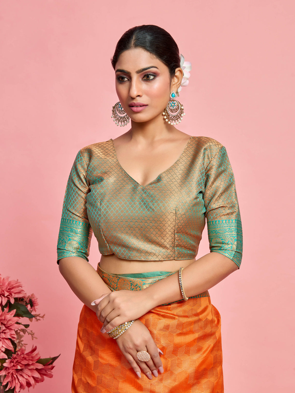 Mimosa Women's Woven Design Kanjivaram Art Silk Saree With Blouse Piece : SA00001228PCFREE