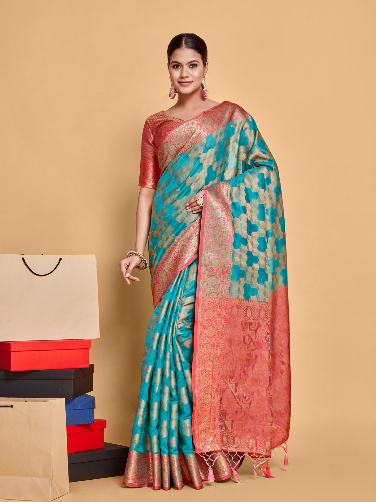 Mimosa Women's Woven Design Kanjivaram Art Silk Saree With Blouse Piece : SA00001228SFFREE
