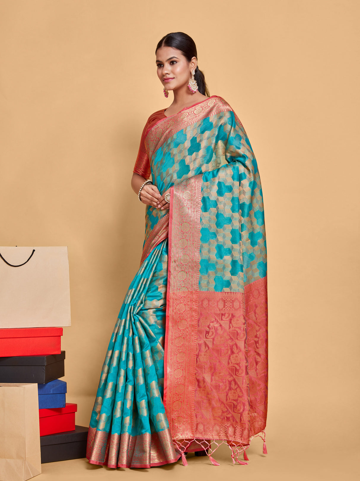 Mimosa Women's Woven Design Kanjivaram Art Silk Saree With Blouse Piece : SA00001228SFFREE