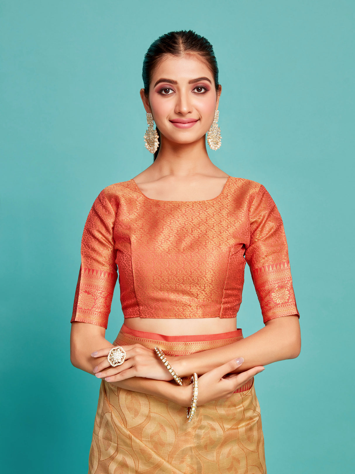 Mimosa Women's Woven Design Kanjivaram Art Silk Saree With Blouse Piece : SA00001229TSFREE