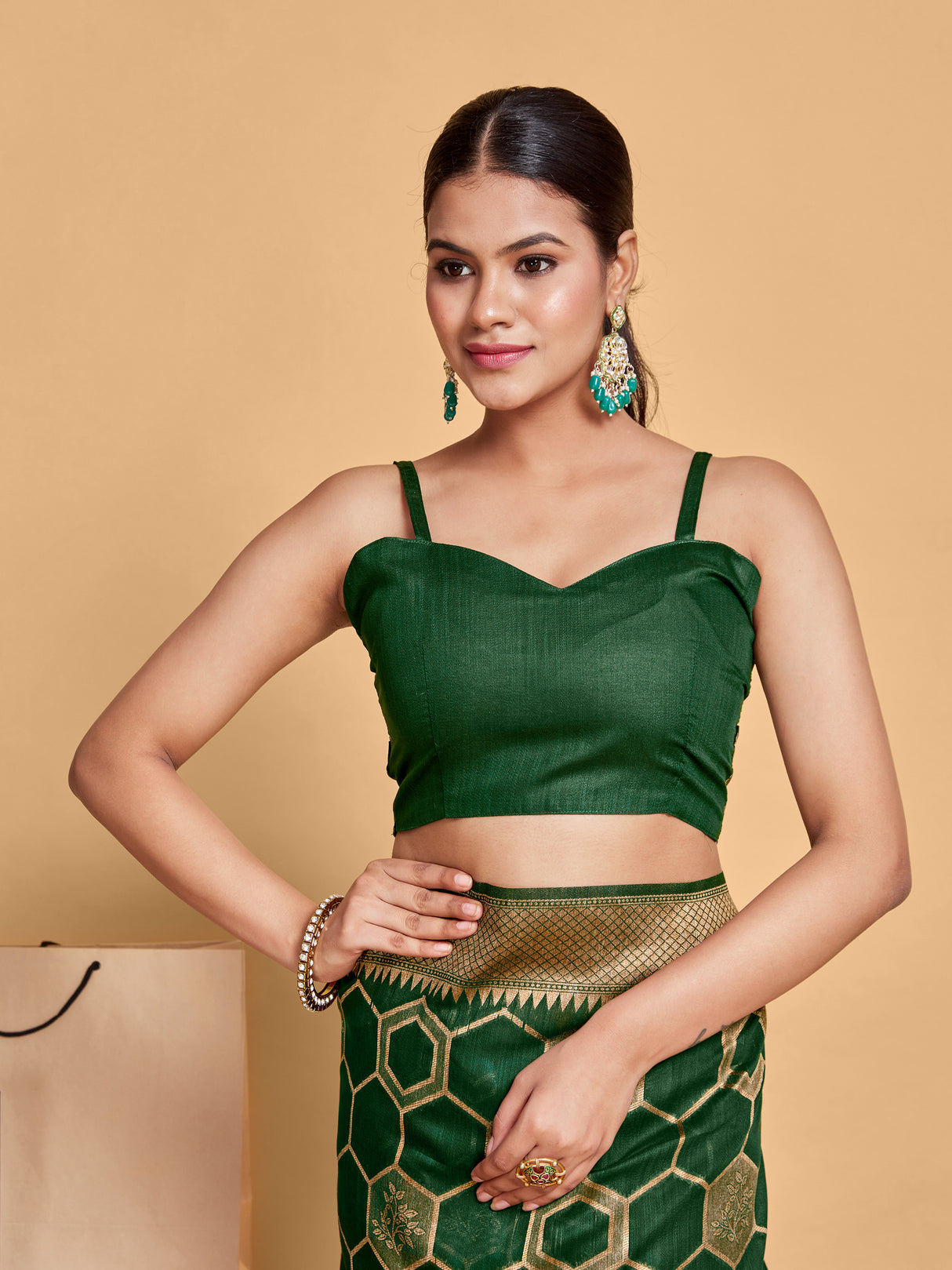 Mimosa Women's Woven Design Banarasi Linen Saree With Blouse Piece : SA00001235BGFREE