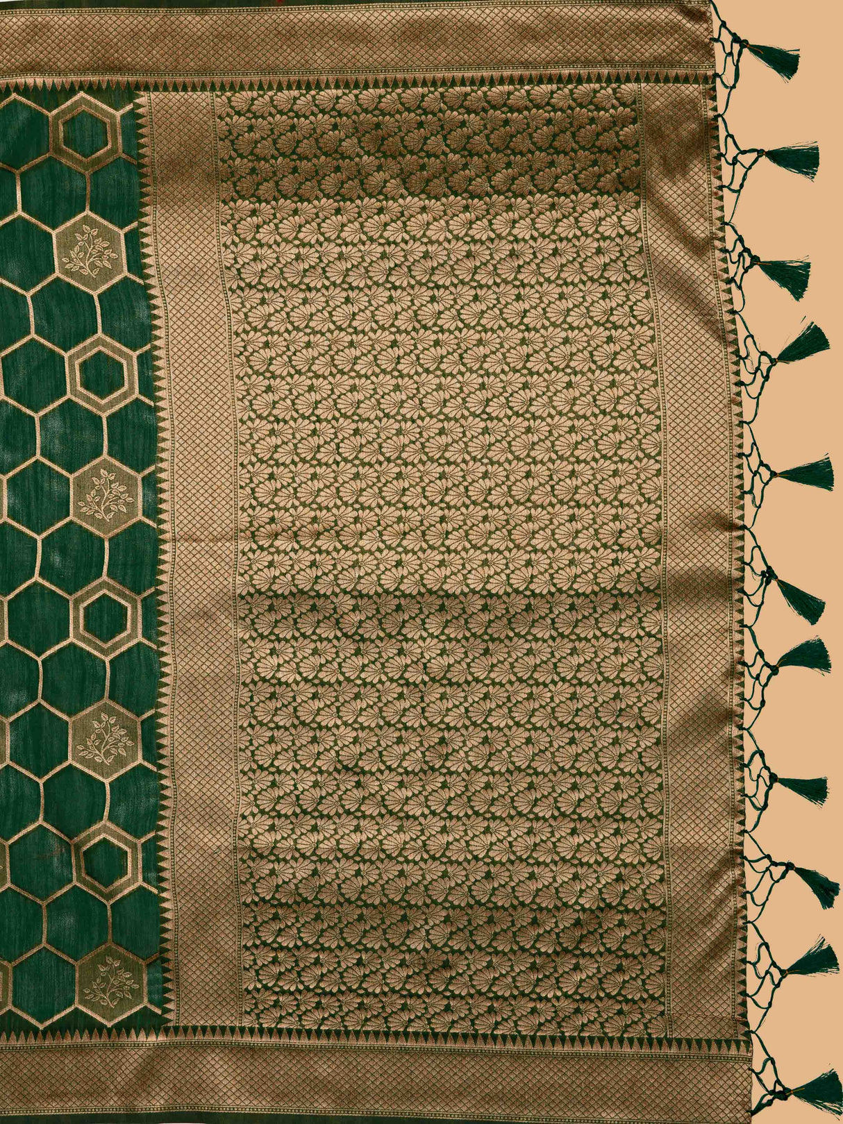 Mimosa Women's Woven Design Banarasi Linen Saree With Blouse Piece : SA00001235BGFREE