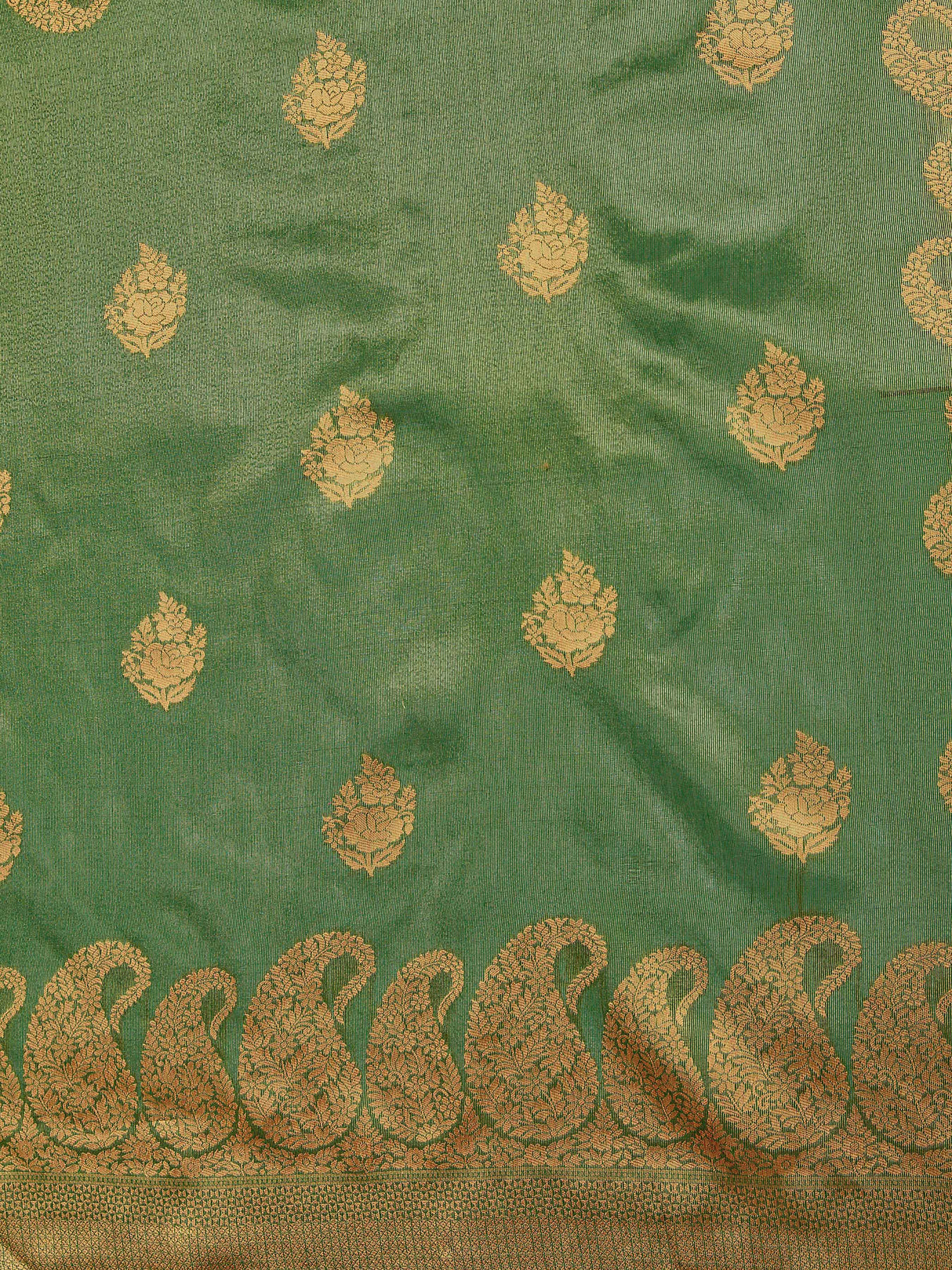 Mimosa Women's Woven Design Banarasi Art Silk Saree With Blouse Piece : SA00001237GRNFREE