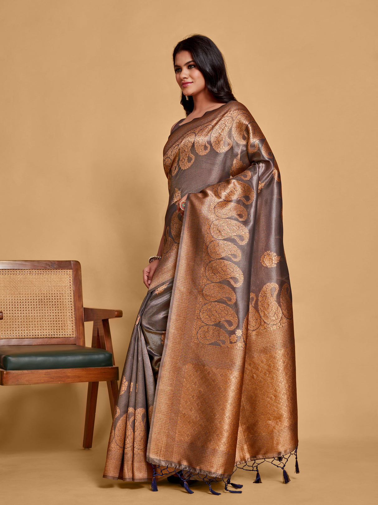 Mimosa Women's Woven Design Banarasi Art Silk Saree With Blouse Piece : SA00001237NVFREE