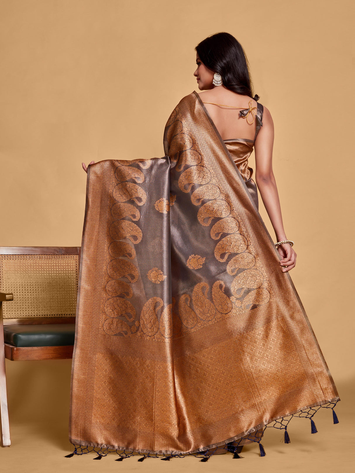 Mimosa Women's Woven Design Banarasi Art Silk Saree With Blouse Piece : SA00001237NVFREE