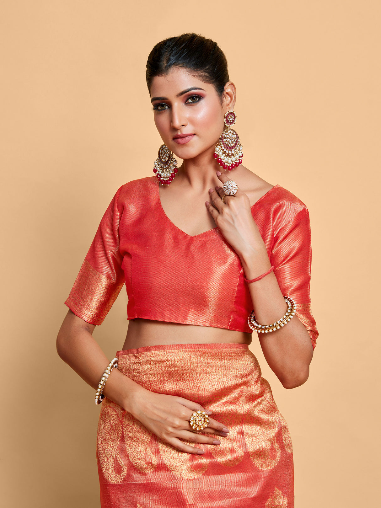 Mimosa Women's Woven Design Banarasi Art Silk Saree With Blouse Piece : SA00001237REDFREE