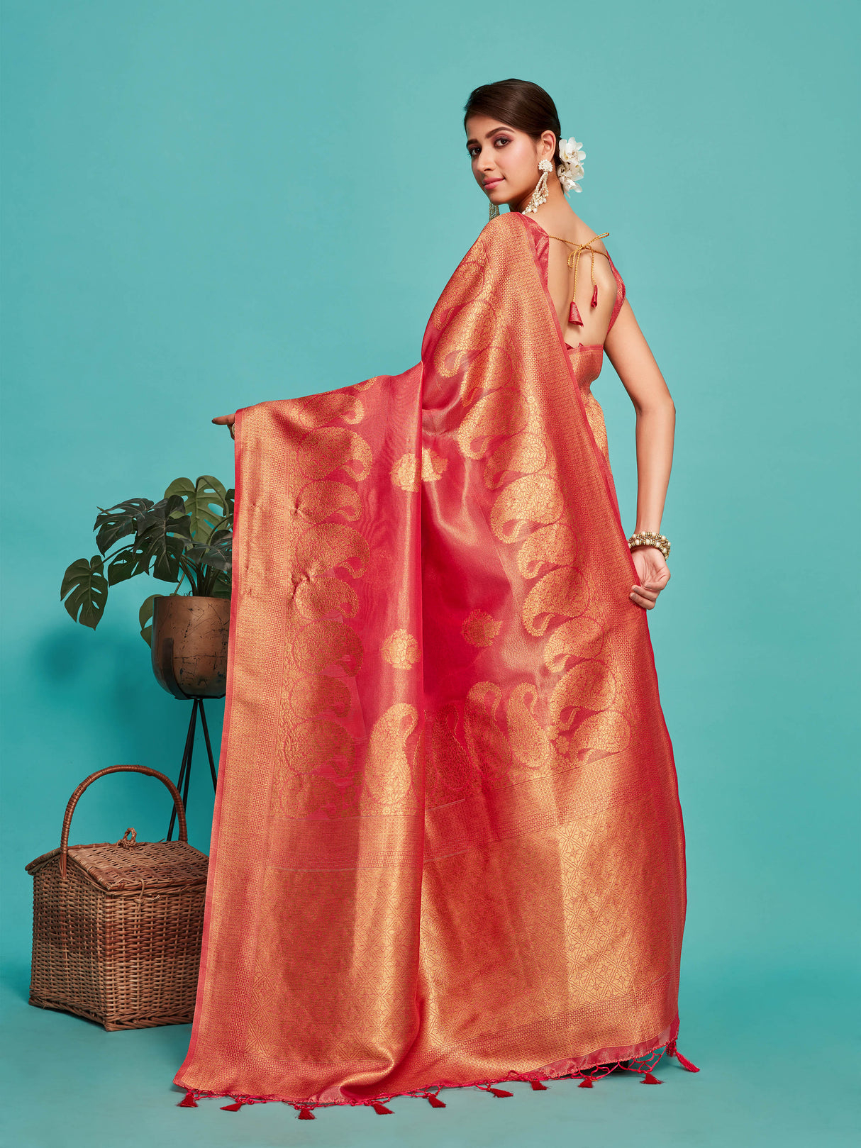 Mimosa Women's Woven Design Banarasi Art Silk Saree With Blouse Piece : SA00001237RNFREE