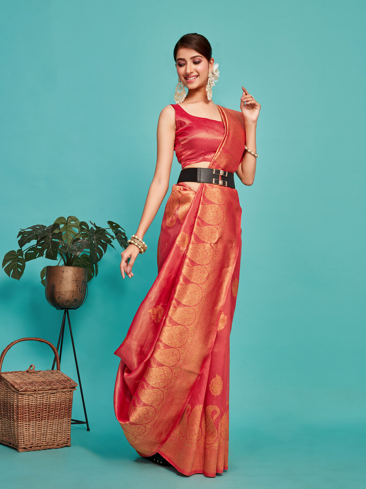 Mimosa Women's Woven Design Banarasi Art Silk Saree With Blouse Piece : SA00001237RNFREE