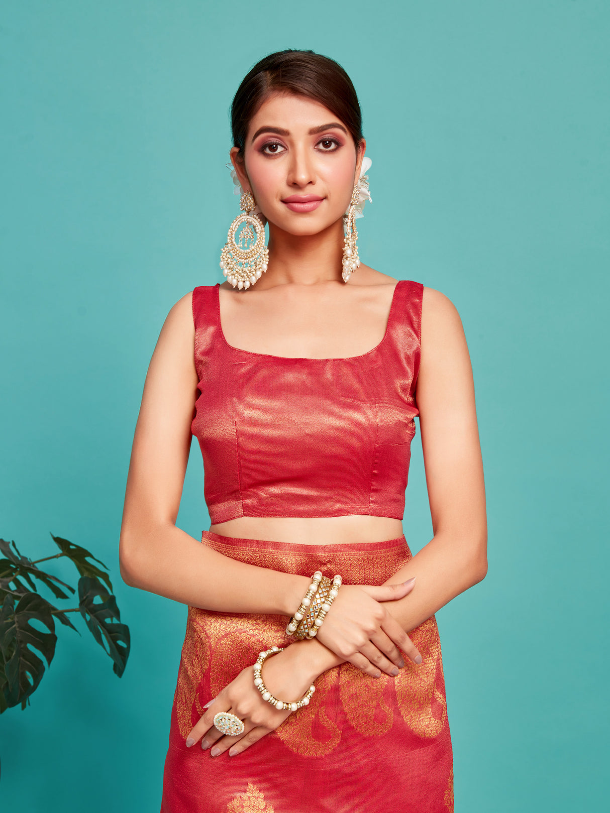 Mimosa Women's Woven Design Banarasi Art Silk Saree With Blouse Piece : SA00001237RNFREE