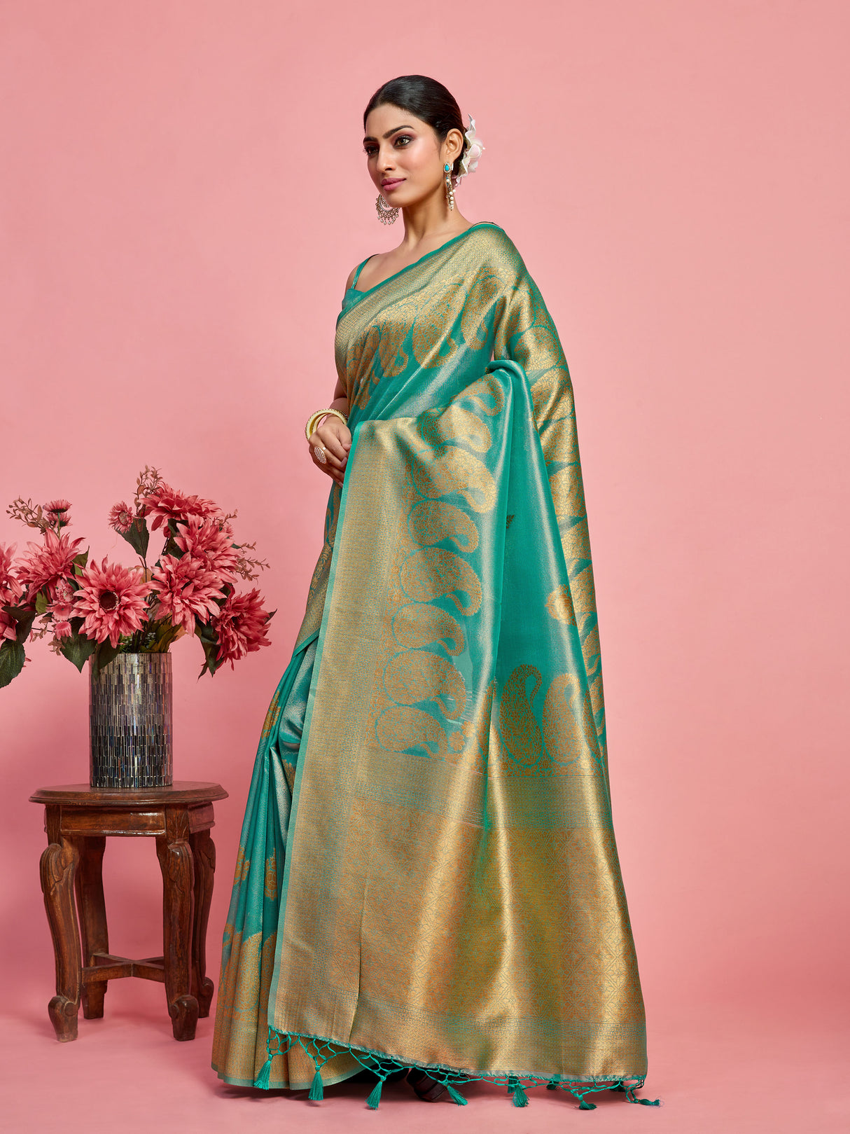 Mimosa Women's Woven Design Banarasi Art Silk Saree With Blouse Piece : SA00001237SFFREE
