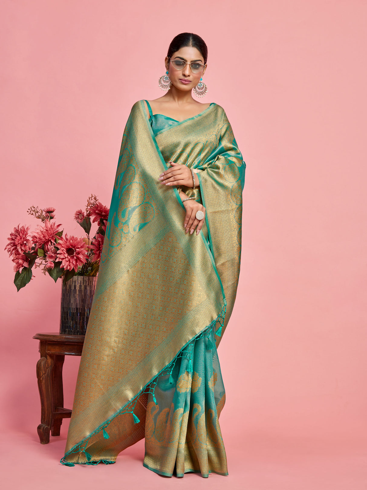 Mimosa Women's Woven Design Banarasi Art Silk Saree With Blouse Piece : SA00001237SFFREE