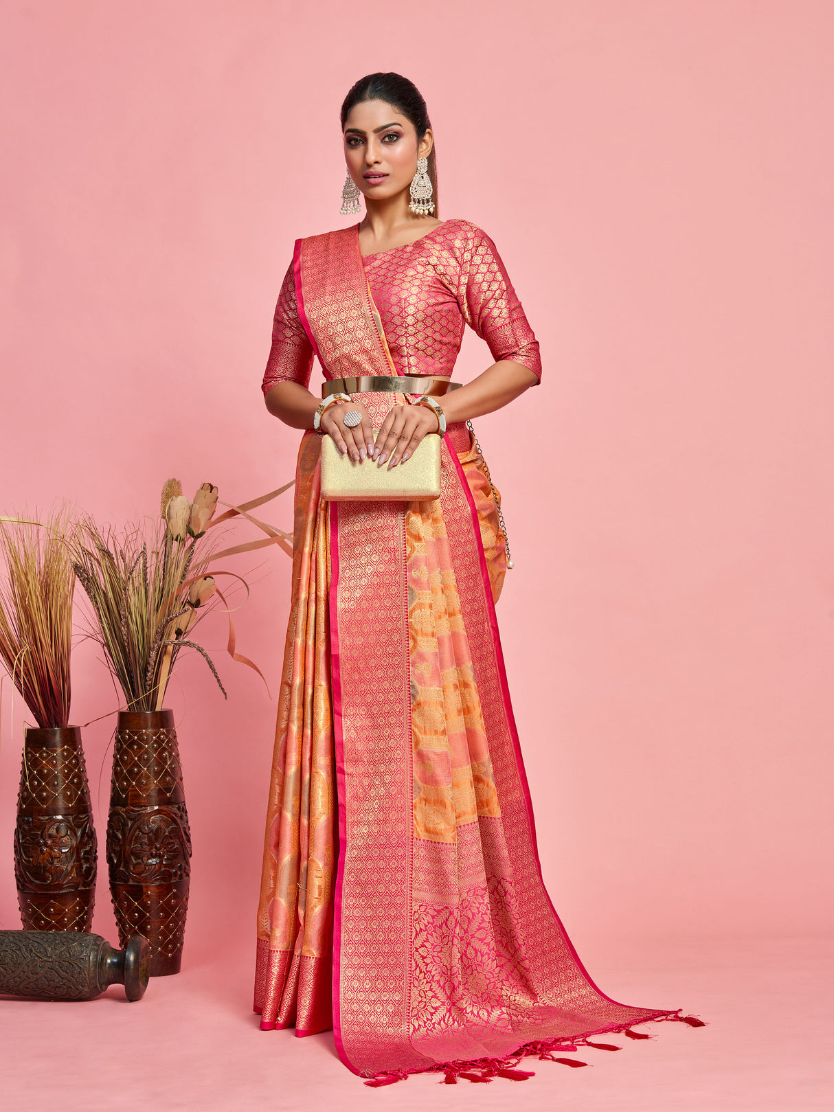 Mimosa Women's Woven Design Banarasi Art Silk Saree With Blouse Piece : SA00001244PCFREE