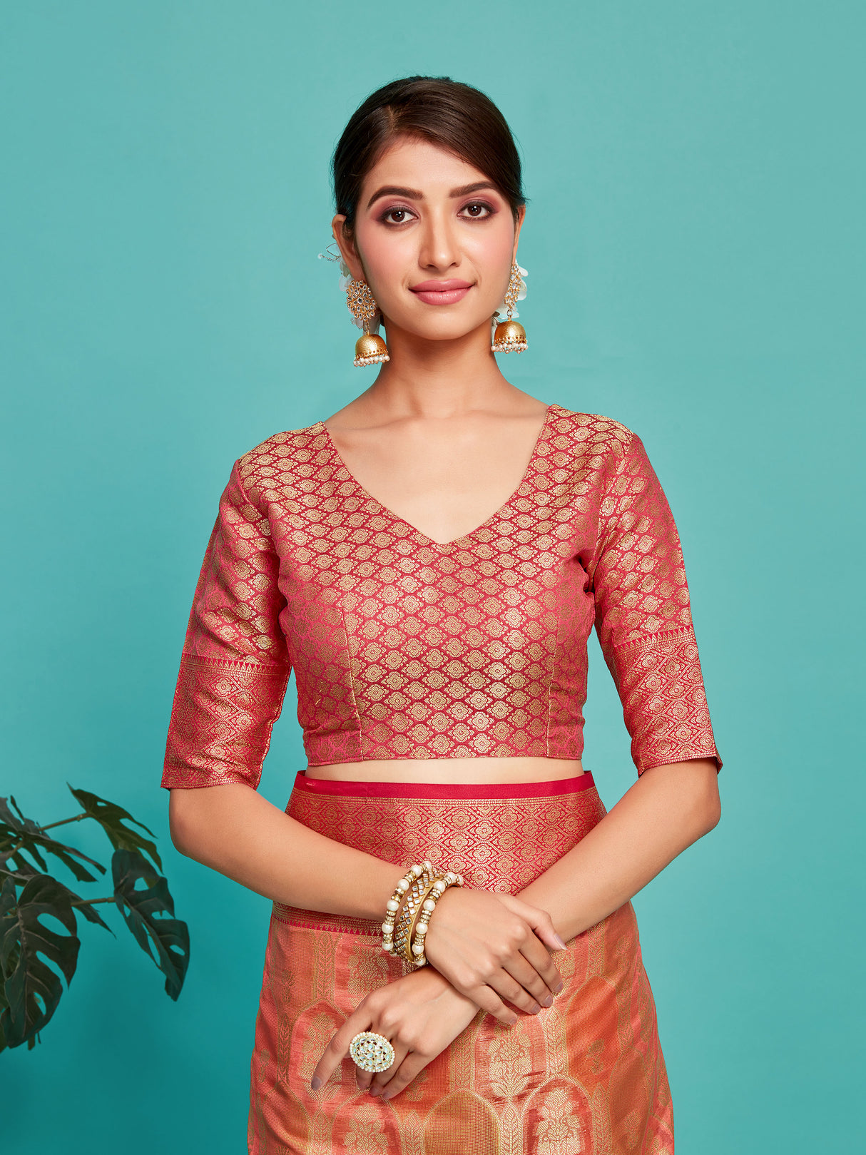 Mimosa Women's Woven Design Banarasi Art Silk Saree With Blouse Piece : SA00001244PNKFREE