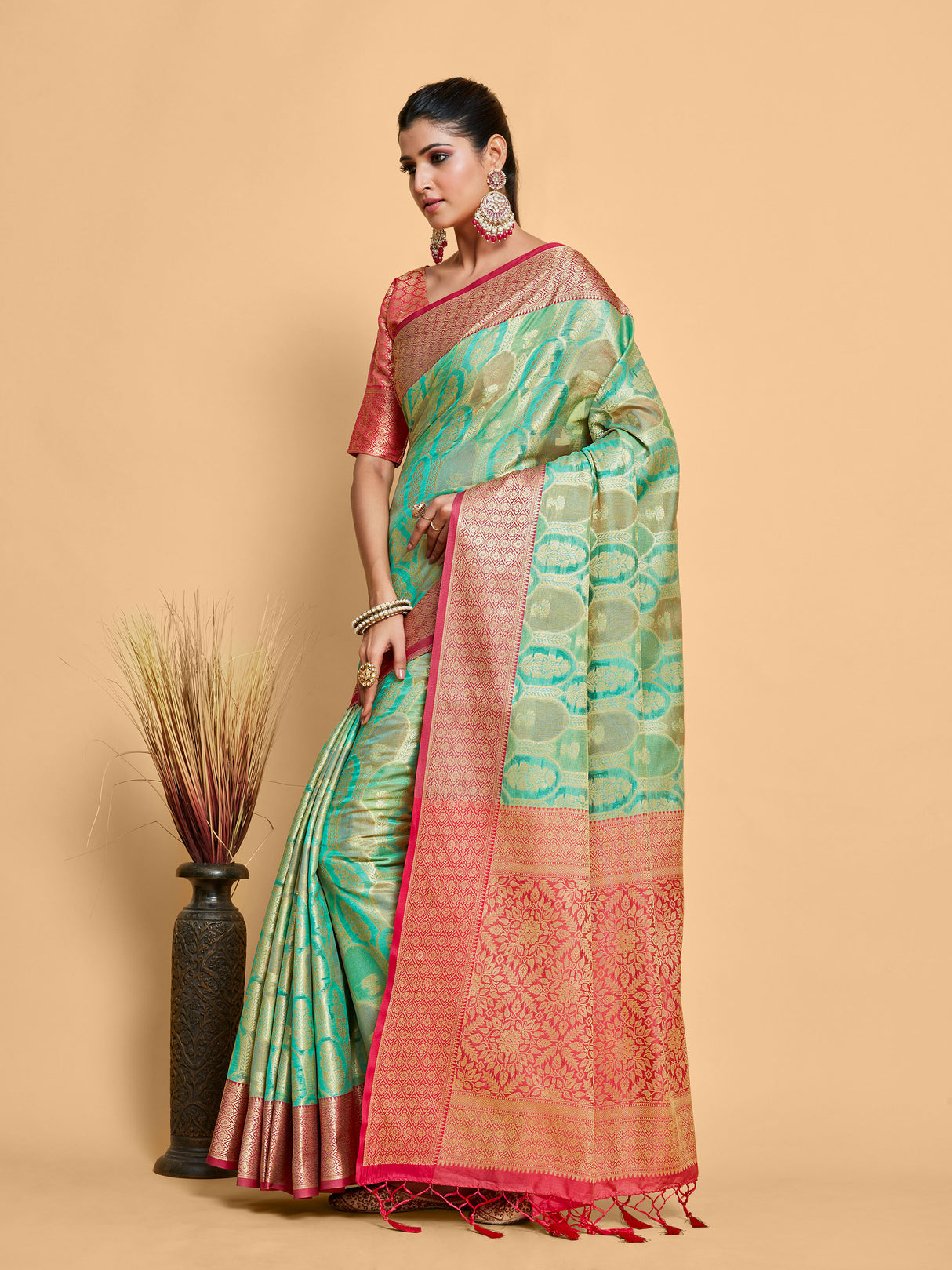 Mimosa Women's Woven Design Banarasi Art Silk Saree With Blouse Piece : SA00001244SFFREE