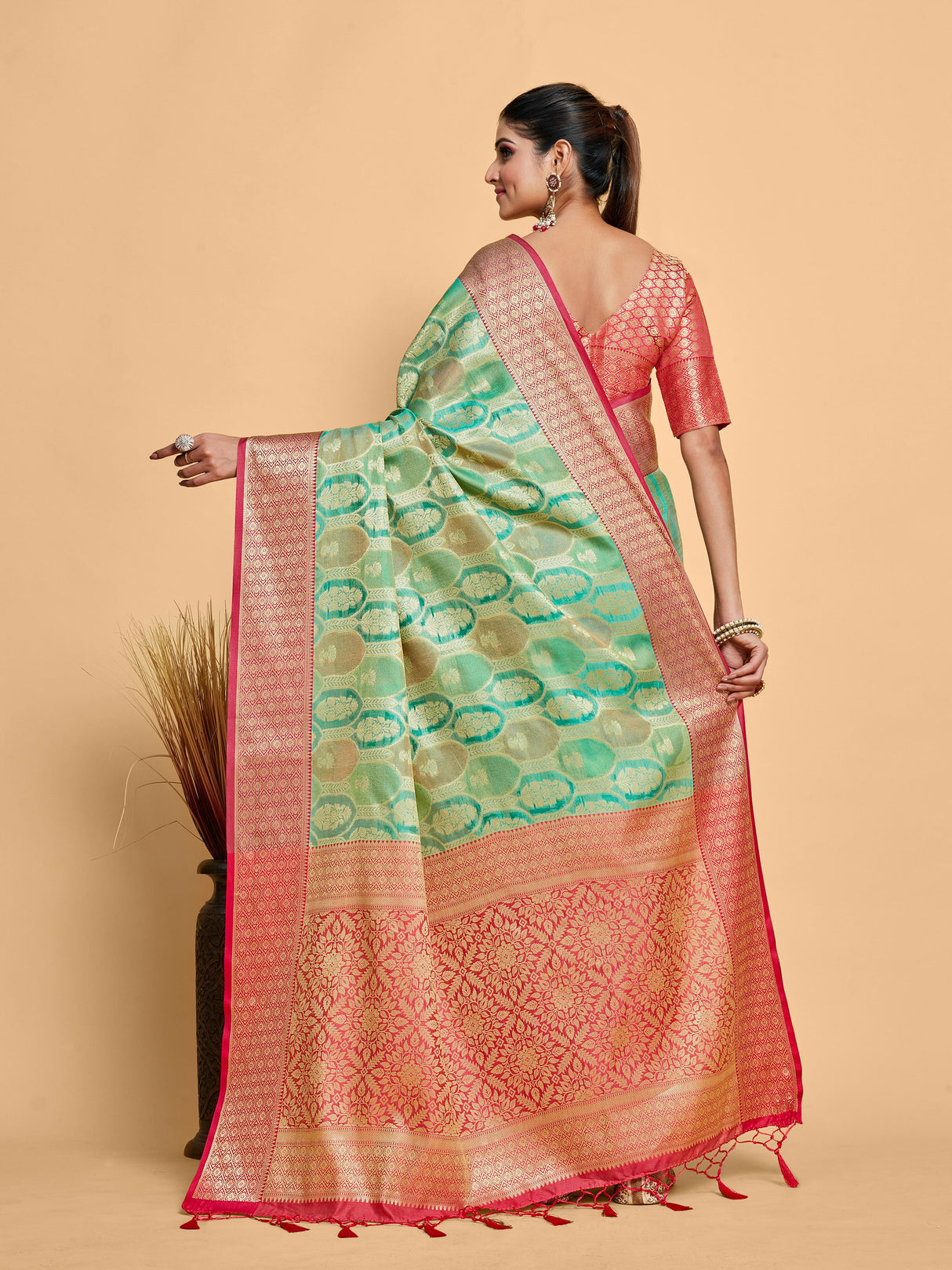 Mimosa Women's Woven Design Banarasi Art Silk Saree With Blouse Piece : SA00001244SFFREE