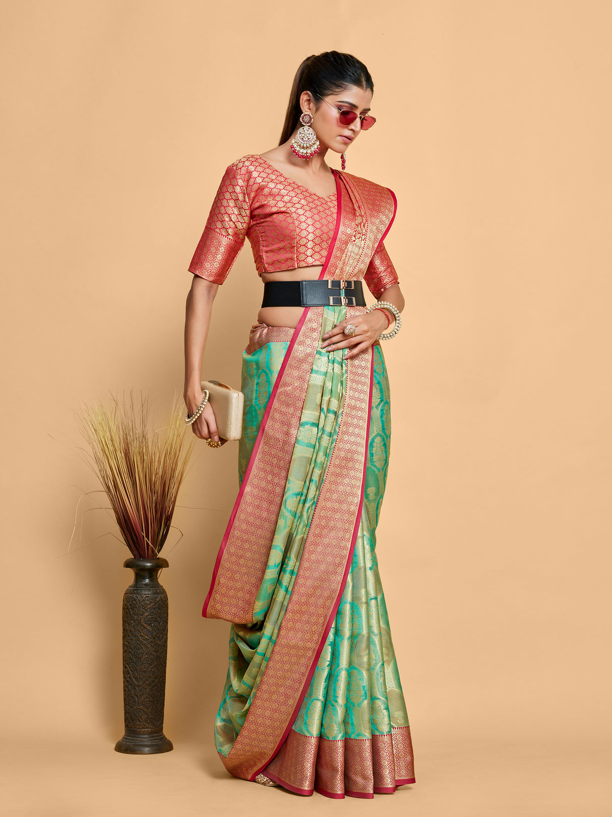 Mimosa Women's Woven Design Banarasi Art Silk Saree With Blouse Piece : SA00001244SFFREE