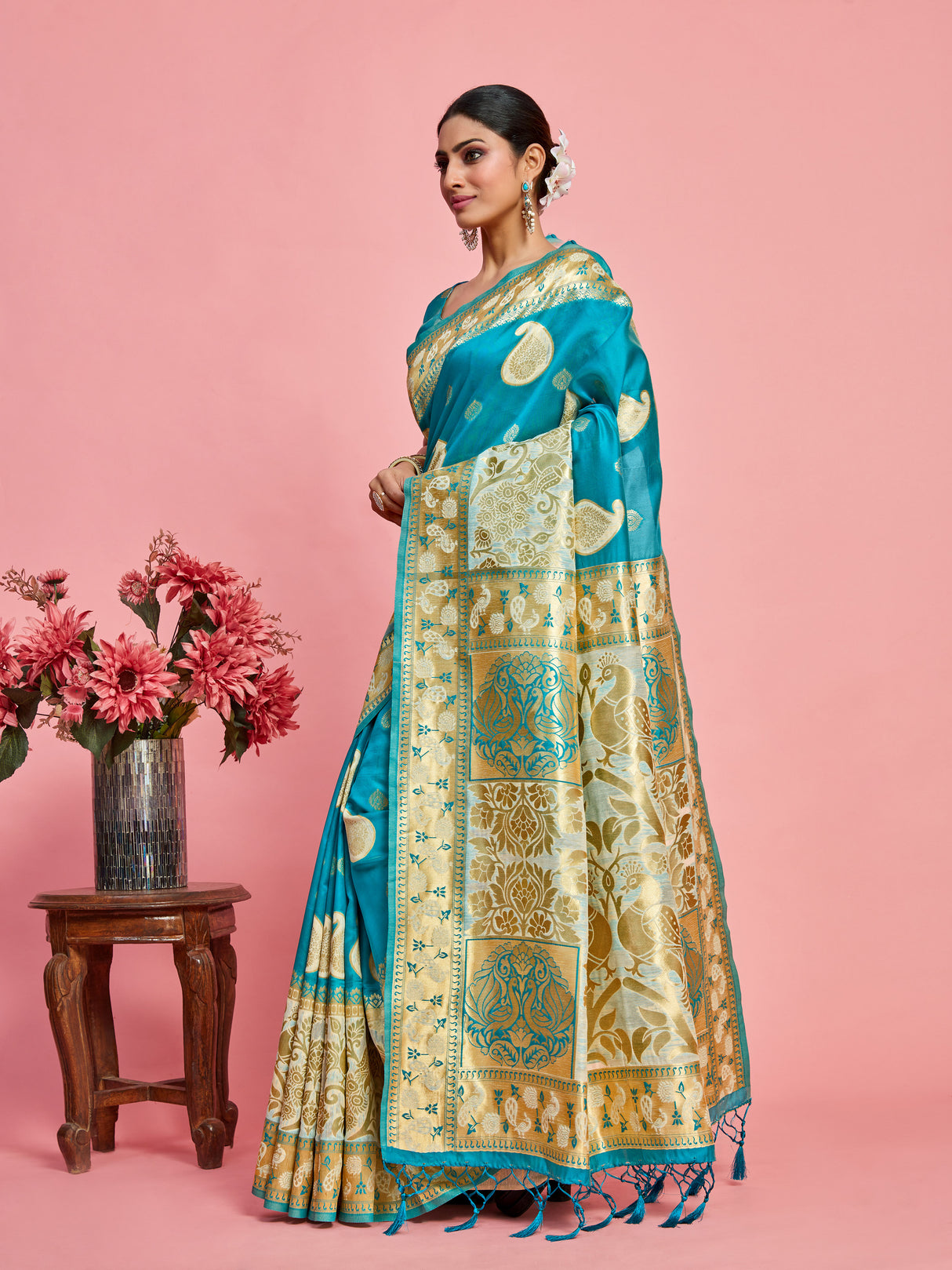 Mimosa Women's Woven Design Kanjivaram Art Silk Saree With Blouse Piece : SA00001246SFFREE
