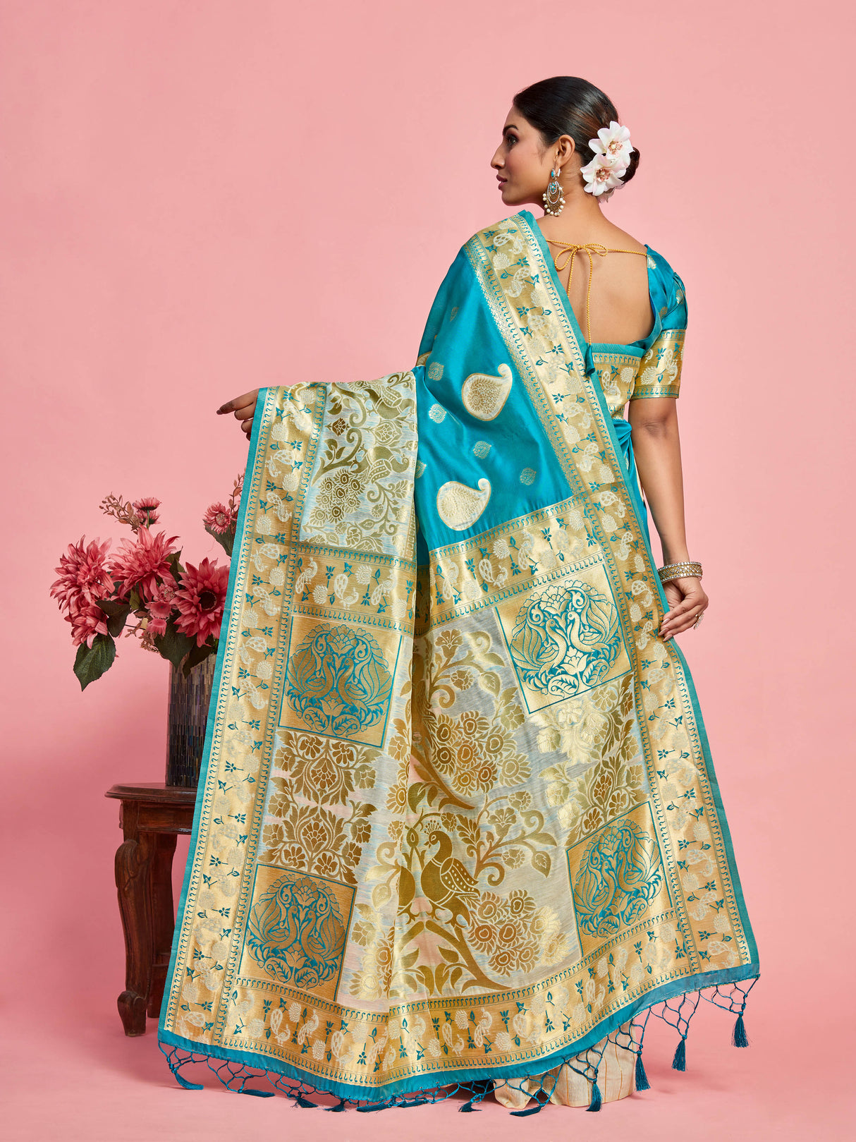 Mimosa Women's Woven Design Kanjivaram Art Silk Saree With Blouse Piece : SA00001246SFFREE