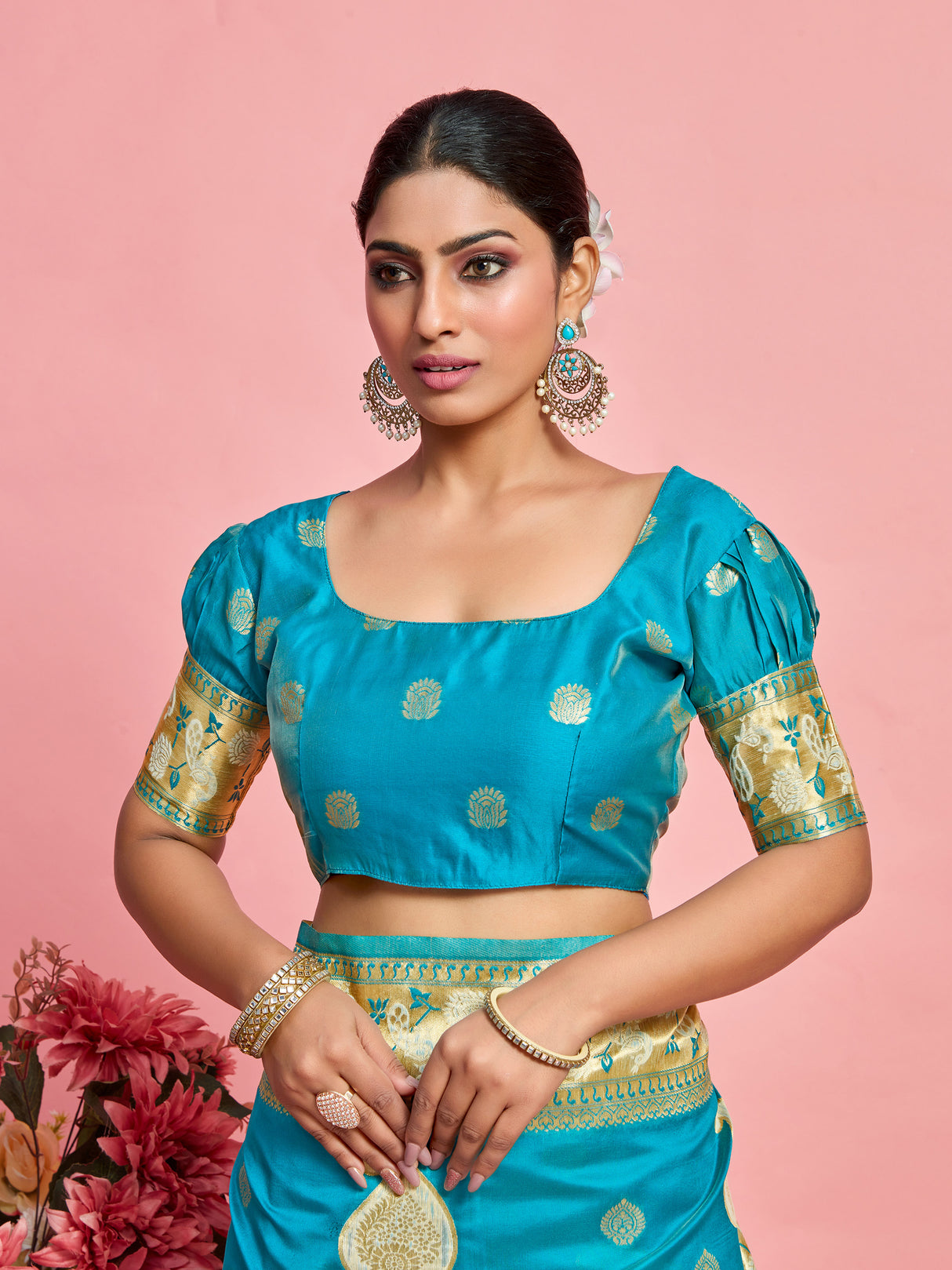 Mimosa Women's Woven Design Kanjivaram Art Silk Saree With Blouse Piece : SA00001246SFFREE