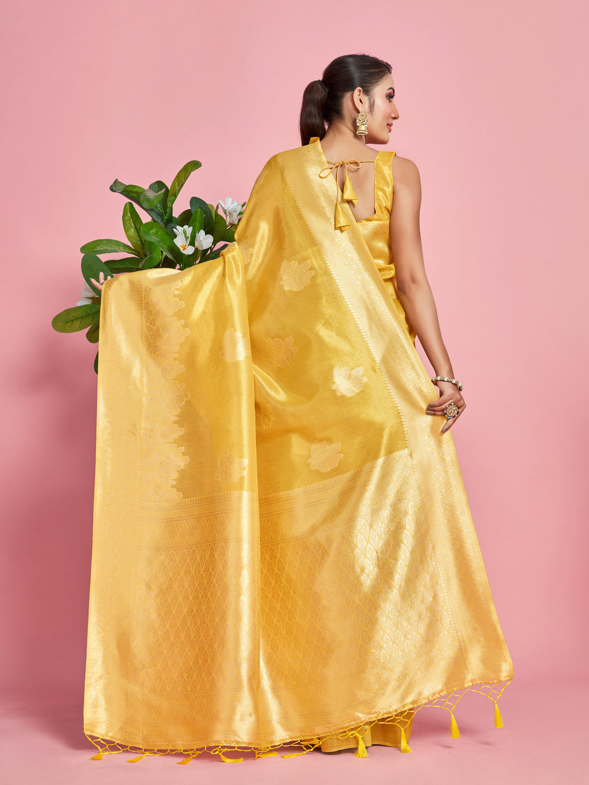 Mimosa Women's Woven Design Banarasi Art Silk Saree With Blouse Piece : SA00001254GDFREE