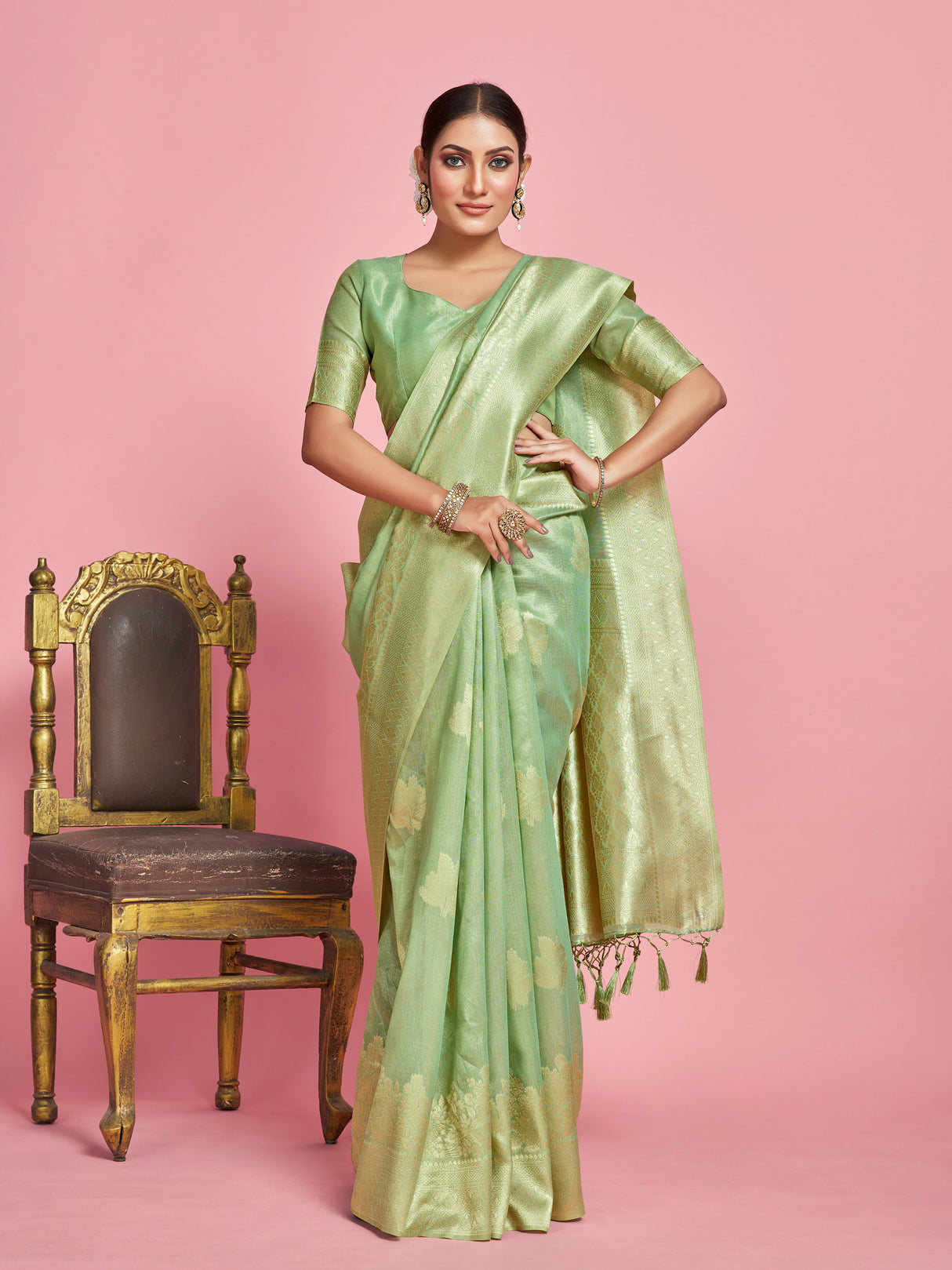 Mimosa Women's Woven Design Banarasi Art Silk Saree With Blouse Piece : SA00001254SFFREE