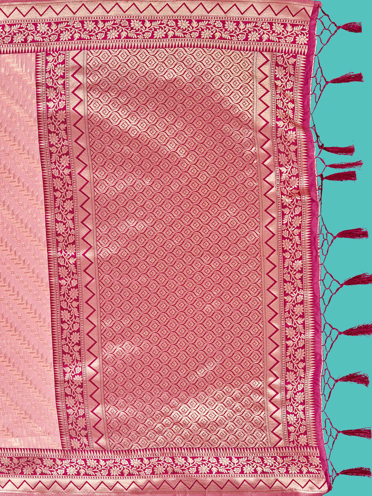 Mimosa Women's Woven Design Kanjivaram Linen Saree With Blouse Piece : SA00001256PNKFREE