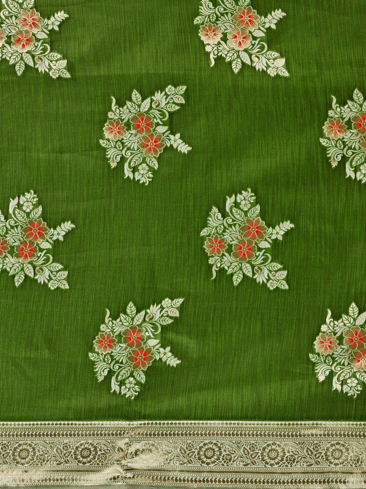 Mimosa Women's Woven Design Kanjivaram Linen Saree With Blouse Piece : SA00001258GRNFREE