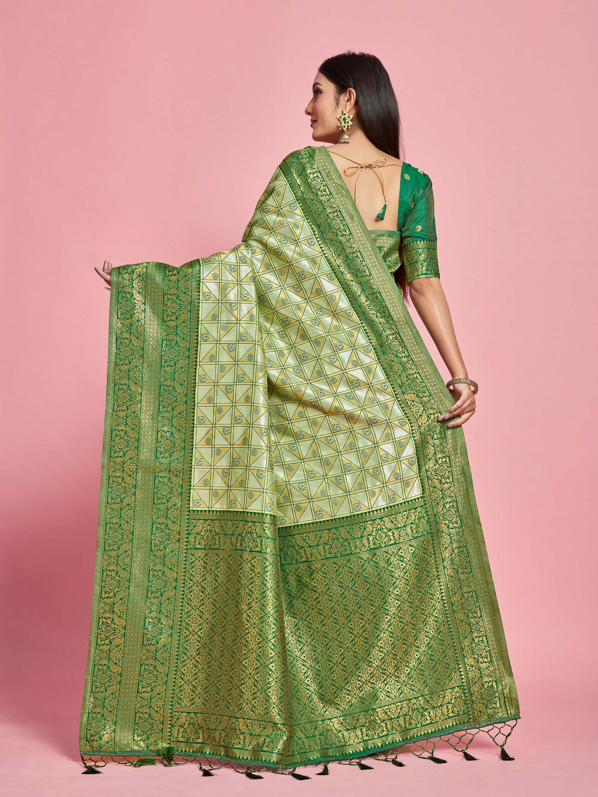 Mimosa Women's Woven Design Kanjivaram Art Silk Saree With Blouse Piece : SA00001260PSFREE