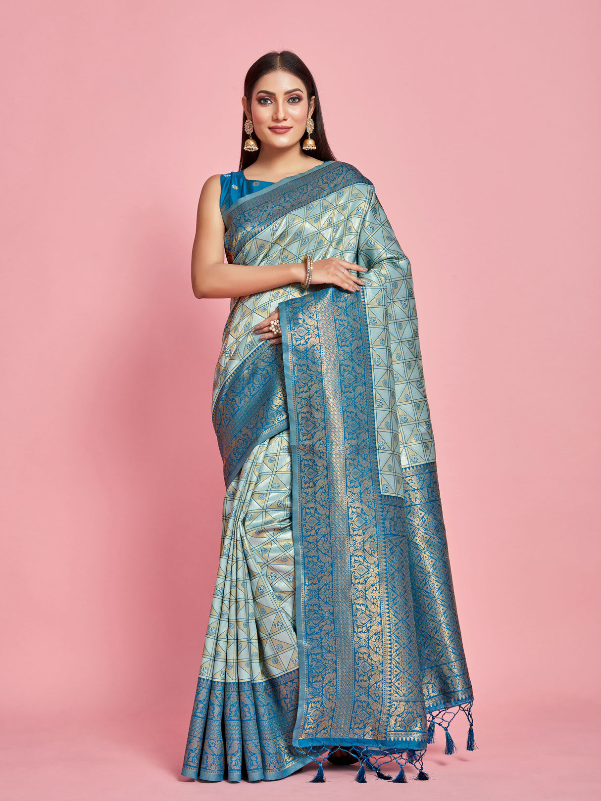 Mimosa Women's Woven Design Kanjivaram Art Silk Saree With Blouse Piece : SA00001260SFFREE
