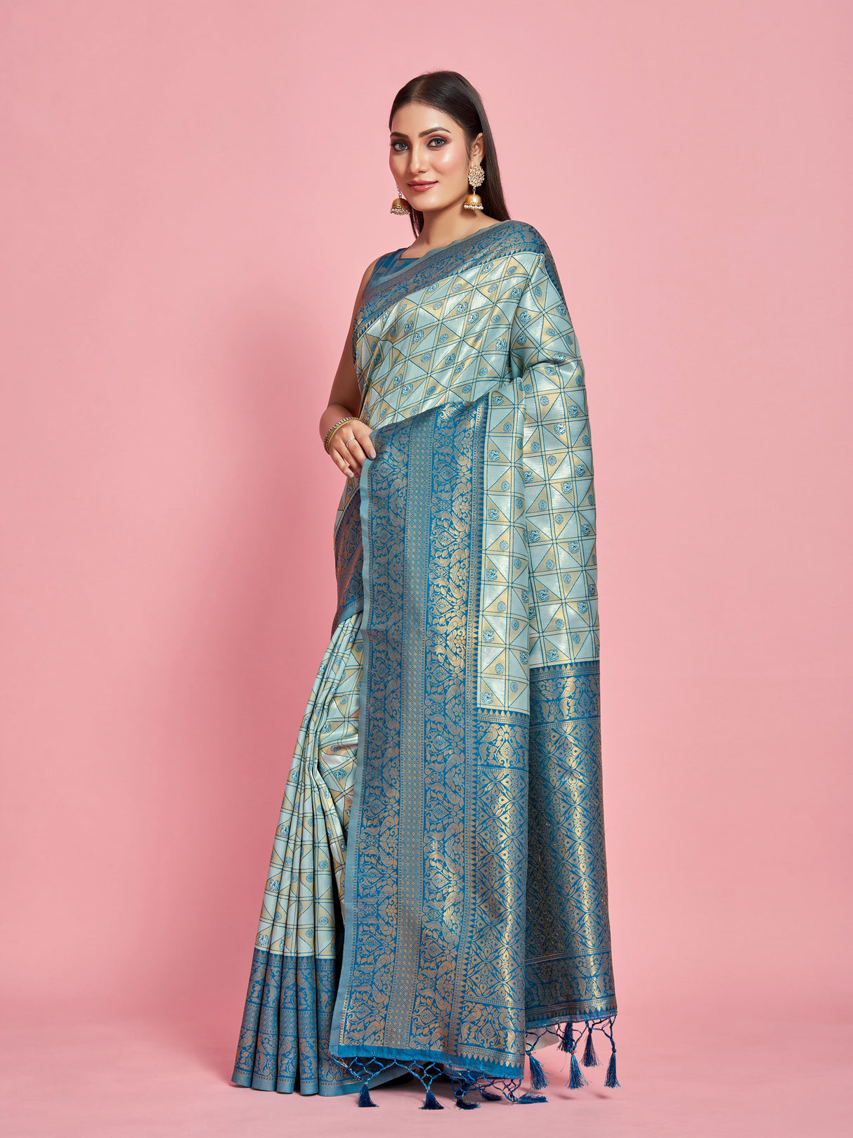 Mimosa Women's Woven Design Kanjivaram Art Silk Saree With Blouse Piece : SA00001260SFFREE