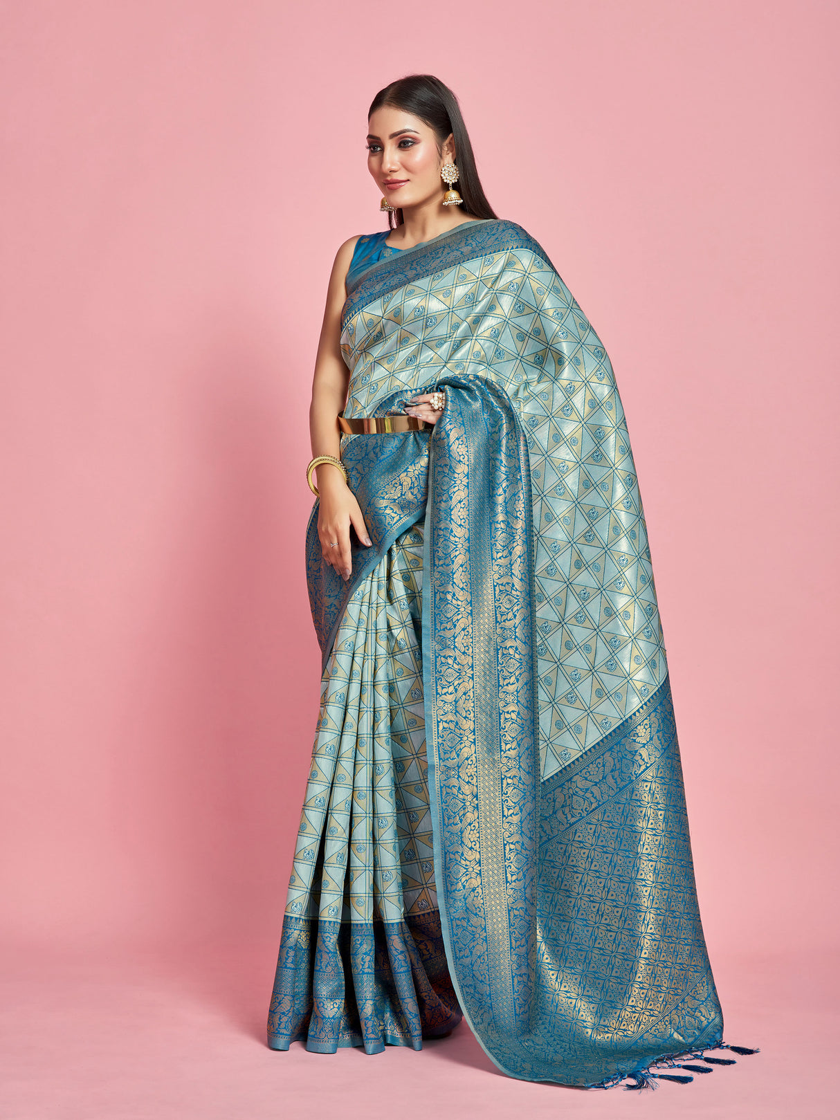 Mimosa Women's Woven Design Kanjivaram Art Silk Saree With Blouse Piece : SA00001260SFFREE