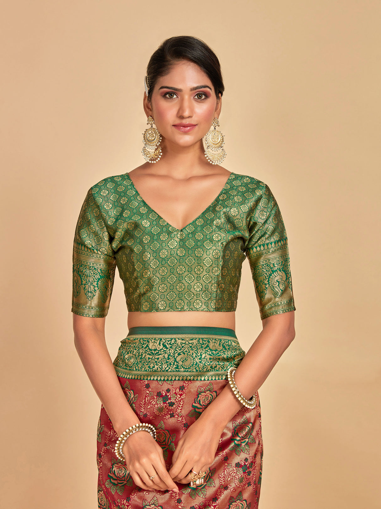 Mimosa Women's Woven Design Kanjivaram Art Silk Saree With Blouse Piece : SA00001261MRFREE