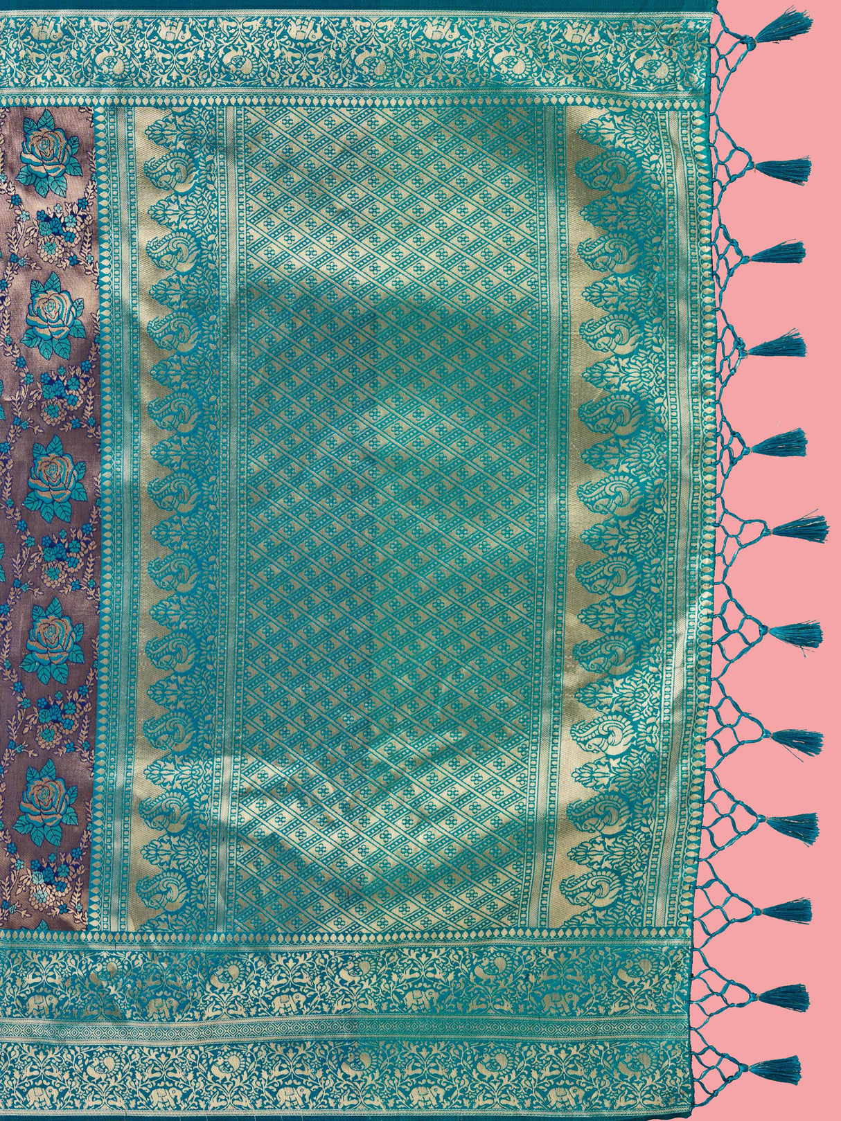 Mimosa Women's Woven Design Kanjivaram Art Silk Saree With Blouse Piece : SA00001261NVFREE