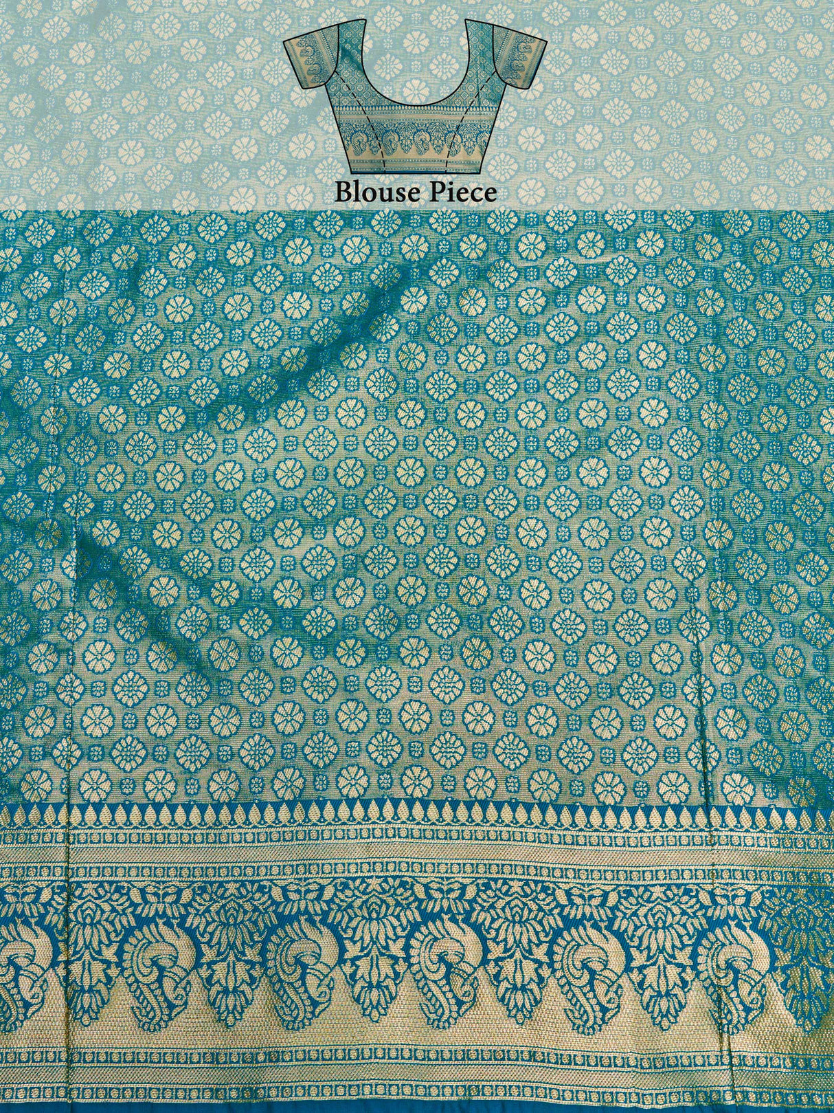 Mimosa Women's Woven Design Kanjivaram Art Silk Saree With Blouse Piece : SA00001261NVFREE