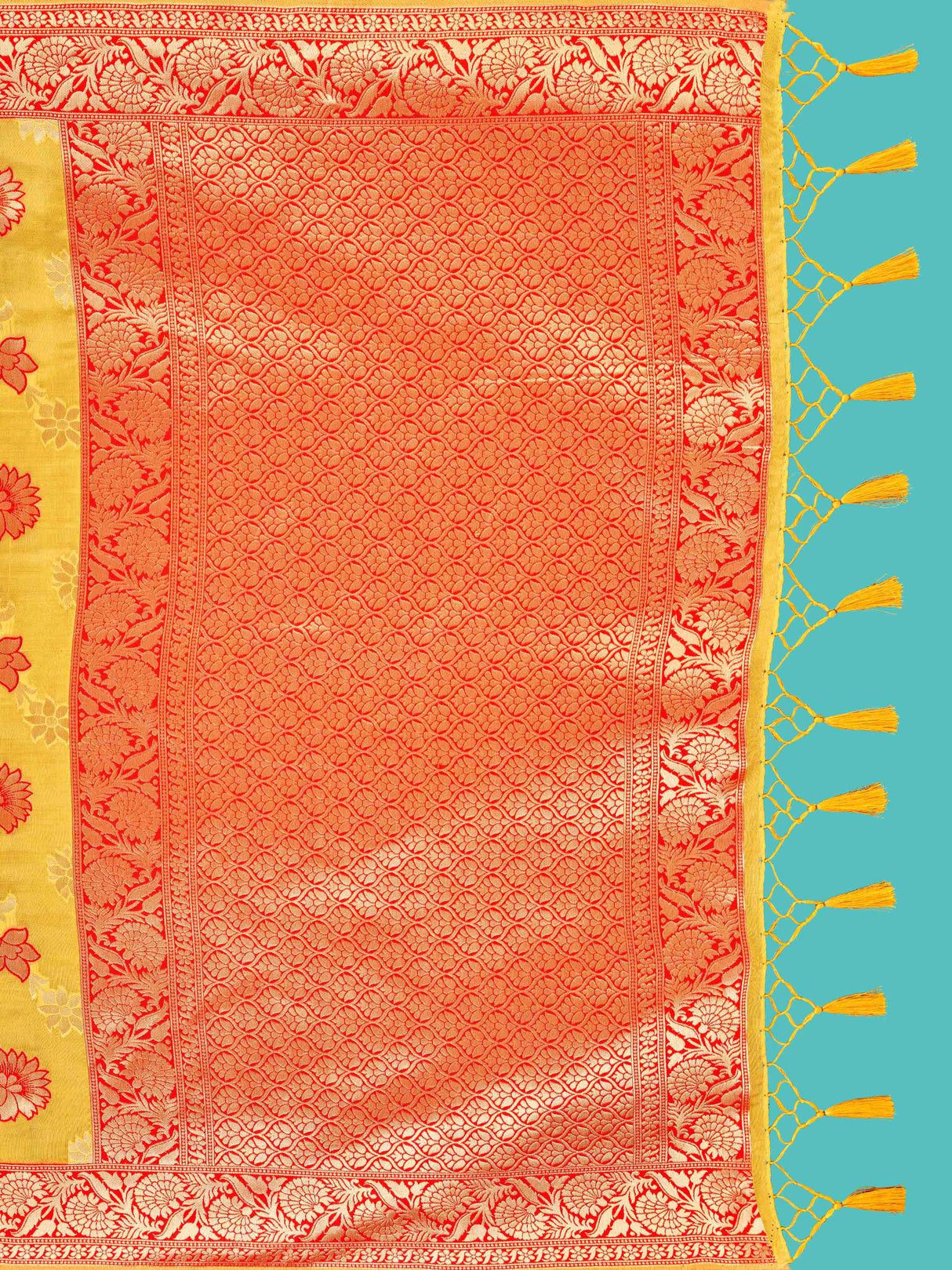 Mimosa Women's Woven Design Banarasi Linen Saree With Blouse Piece : SA00001273GDFREE