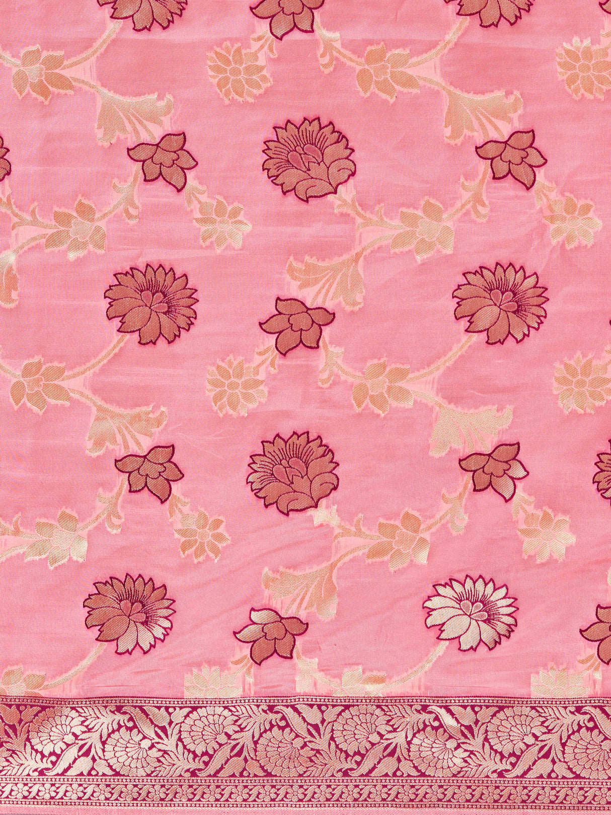 Mimosa Women's Woven Design Banarasi Linen Saree With Blouse Piece : SA00001273PNKFREE