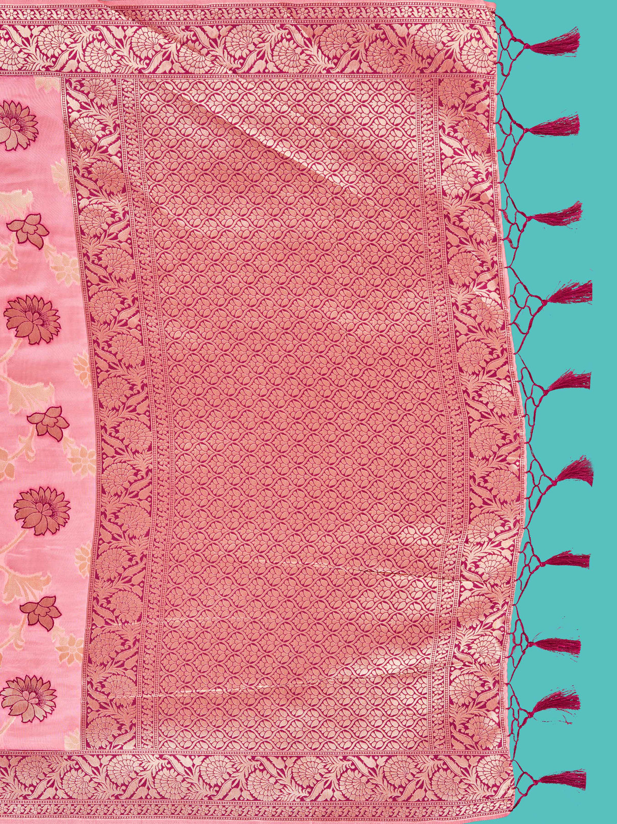 Mimosa Women's Woven Design Banarasi Linen Saree With Blouse Piece : SA00001273PNKFREE